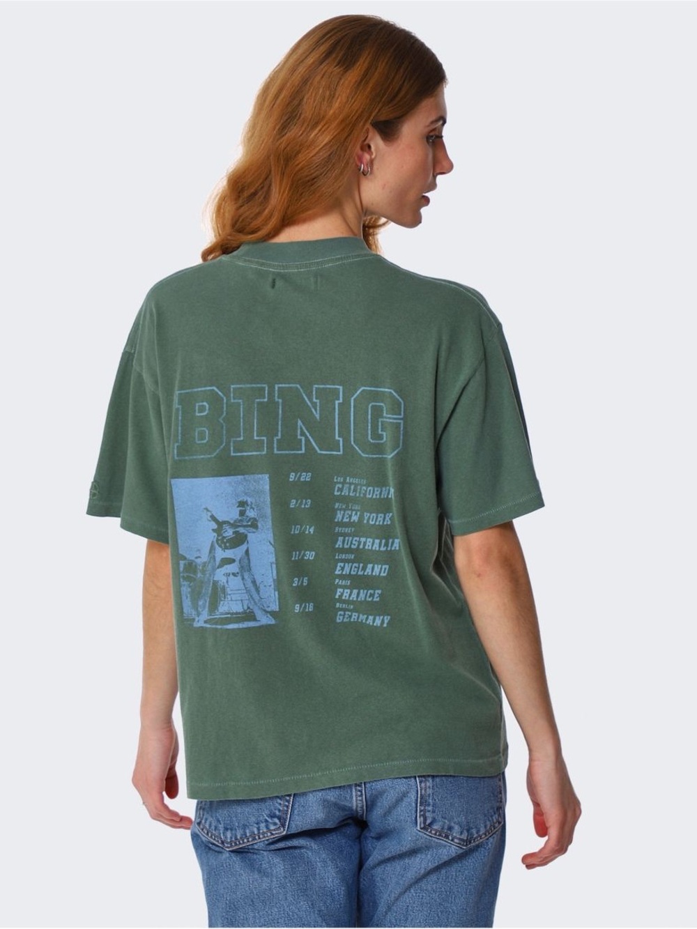 Anine Bing Ashton Bing Live Tee Shirt in Green - Picture 3 of 16